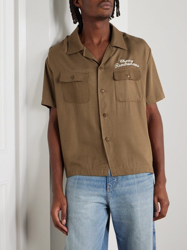 Roadrunner Camp-Collar Embroidered TENCEL™-Twill Shirt - FR