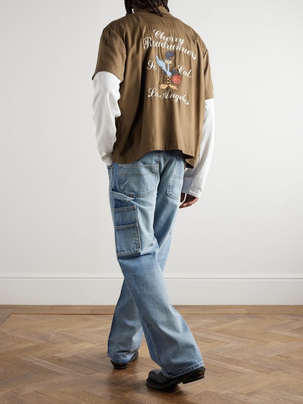 Roadrunner Camp-Collar Embroidered TENCEL™-Twill Shirt - OU