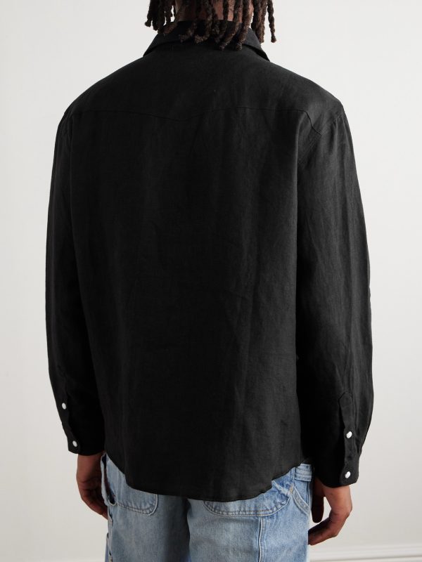 Logo-Embroidered Linen Shirt - BK