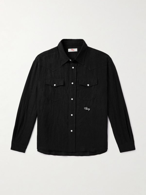 Logo-Embroidered Linen Shirt