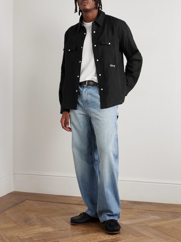 Logo-Embroidered Linen Shirt - OU