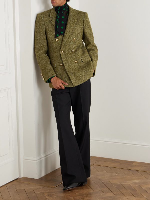 Double-Breasted Wool-Blend Bouclé Blazer - OU Double-Breasted Wool-Blend Bouclé Blazer - OU