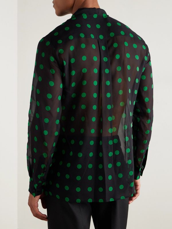 Polka-Dot Silk-Georgette Shirt - BK Polka-Dot Silk-Georgette Shirt - BK