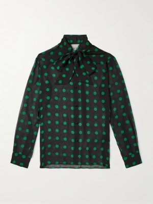 Polka-Dot Silk-Georgette Shirt