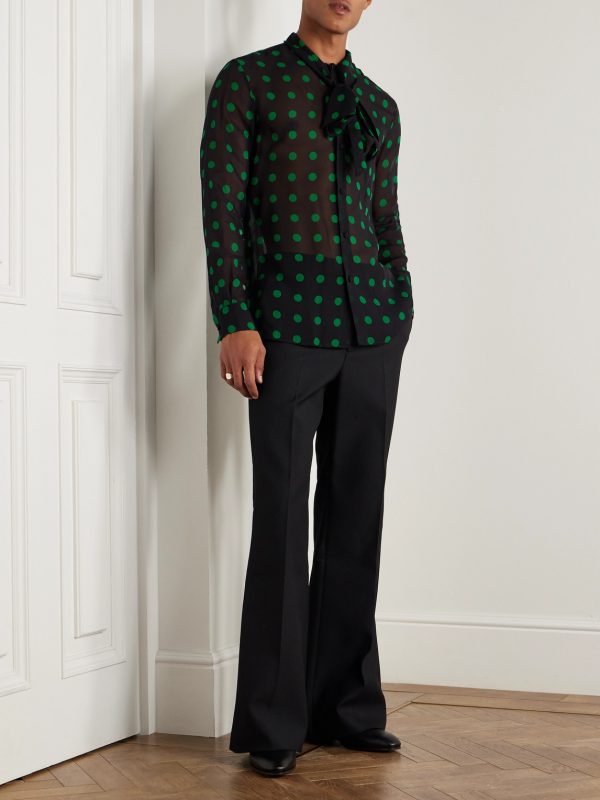 Polka-Dot Silk-Georgette Shirt - OU Polka-Dot Silk-Georgette Shirt - OU