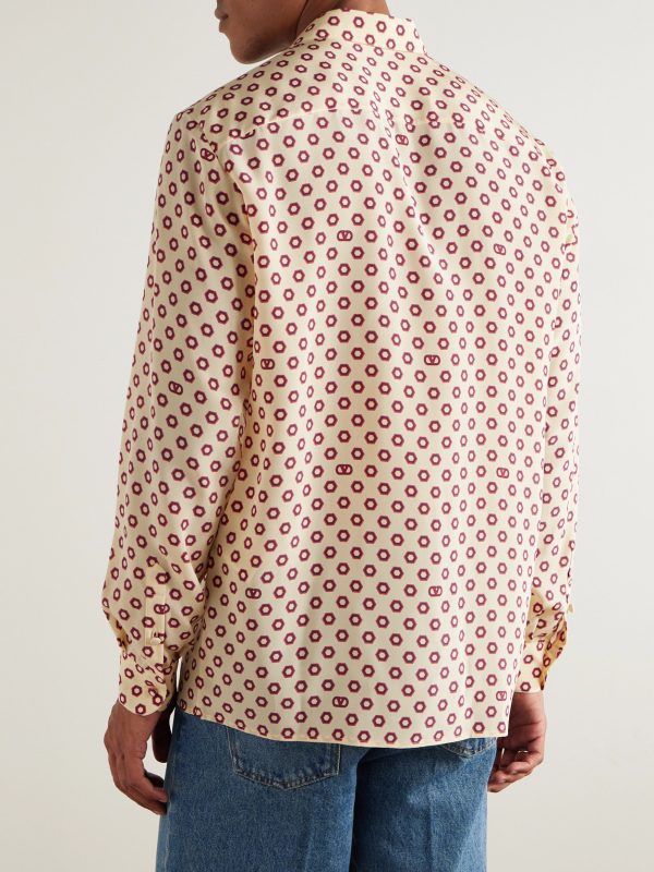 Printed Silk Crepe de Chine Shirt - BK Printed Silk Crepe de Chine Shirt - BK