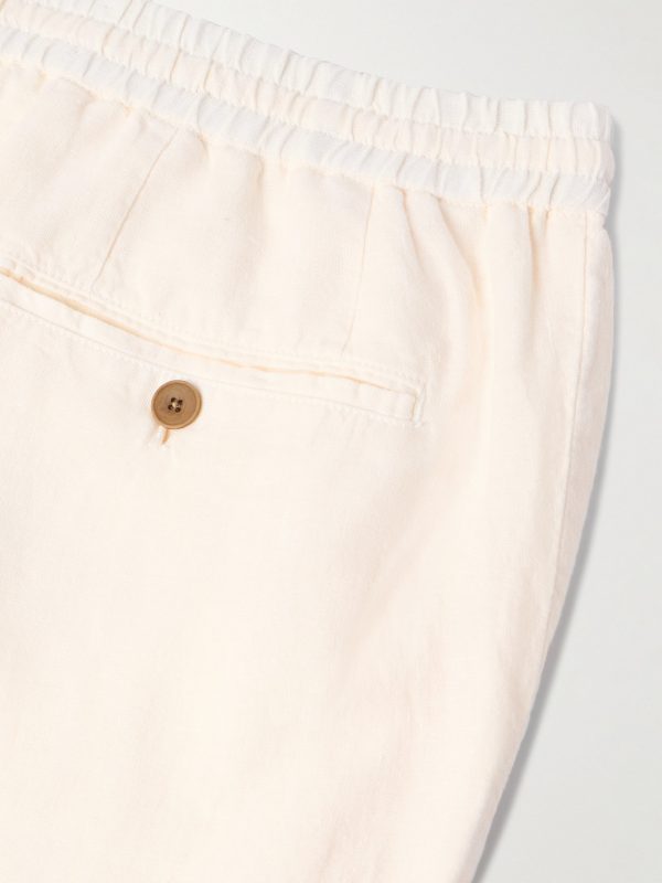 Edward Straight-Leg Garment-Dyed Linen Drawstring Trousers - CU Edward Straight-Leg Garment-Dyed Linen Drawstring Trousers - CU