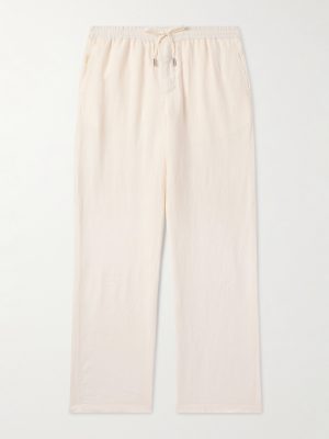 Edward Straight-Leg Garment-Dyed Linen Drawstring Trousers