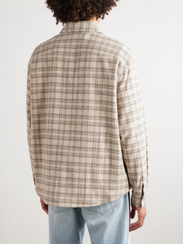 Checked Wool-Blend Flannel Overshirt - BK Checked Wool-Blend Flannel Overshirt - BK