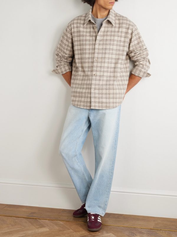 Checked Wool-Blend Flannel Overshirt - OU Checked Wool-Blend Flannel Overshirt - OU