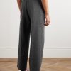 Straight-Leg Pleated Wool-Blend Flannel Trousers - BK Straight-Leg Pleated Wool-Blend Flannel Trousers - BK