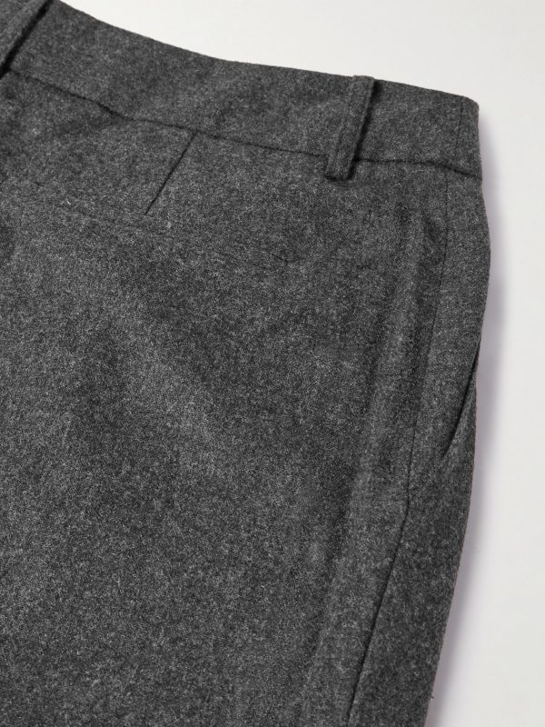 Straight-Leg Pleated Wool-Blend Flannel Trousers - CU Straight-Leg Pleated Wool-Blend Flannel Trousers - CU