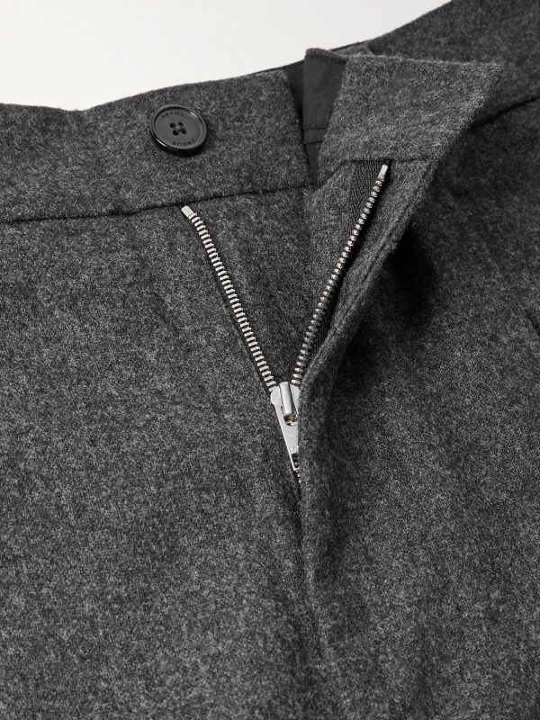 Straight-Leg Pleated Wool-Blend Flannel Trousers - E1 Straight-Leg Pleated Wool-Blend Flannel Trousers - E1