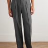 Straight-Leg Pleated Wool-Blend Flannel Trousers - FR Straight-Leg Pleated Wool-Blend Flannel Trousers - FR
