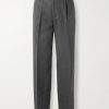Straight-Leg Pleated Wool-Blend Flannel Trousers Straight-Leg Pleated Wool-Blend Flannel Trousers