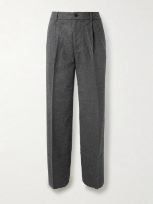 Straight-Leg Pleated Wool-Blend Flannel Trousers Straight-Leg Pleated Wool-Blend Flannel Trousers
