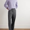 Straight-Leg Pleated Wool-Blend Flannel Trousers - OU Straight-Leg Pleated Wool-Blend Flannel Trousers - OU