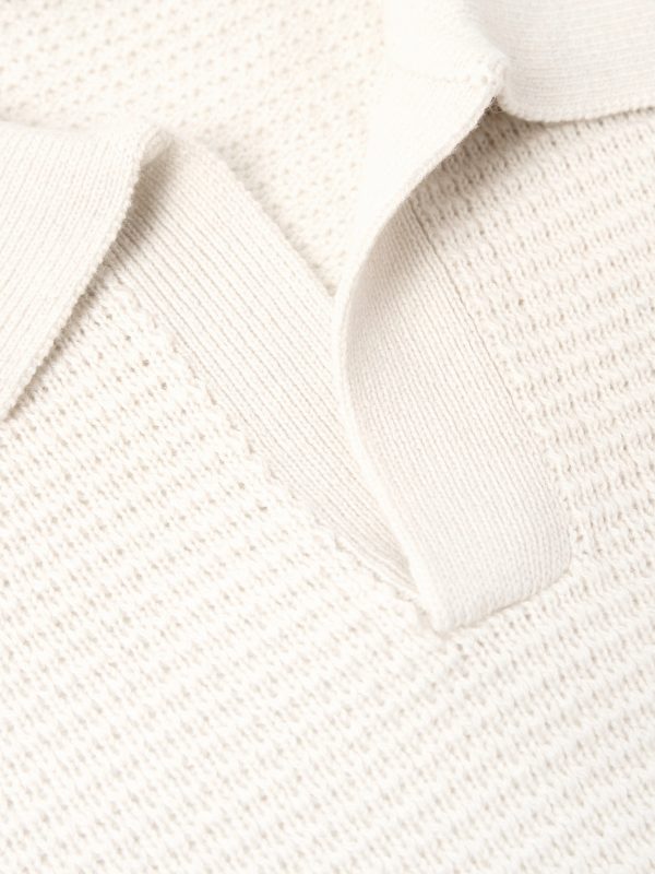 Textured Wool and Silk-Blend Polo Shirt - CU Textured Wool and Silk-Blend Polo Shirt - CU