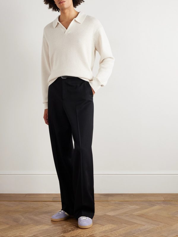 Textured Wool and Silk-Blend Polo Shirt - OU Textured Wool and Silk-Blend Polo Shirt - OU