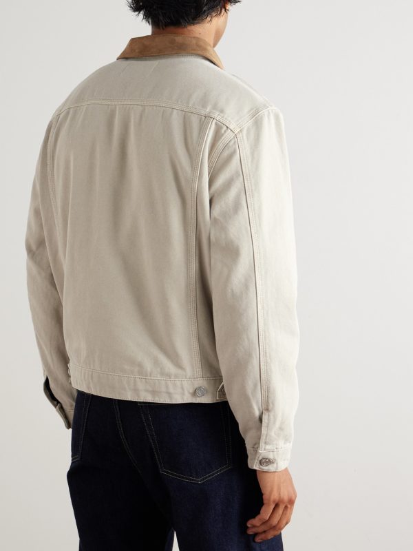 Suede-Trimmed Cotton-Canvas Jacket - BK Suede-Trimmed Cotton-Canvas Jacket - BK