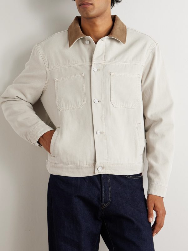 Suede-Trimmed Cotton-Canvas Jacket - FR Suede-Trimmed Cotton-Canvas Jacket - FR
