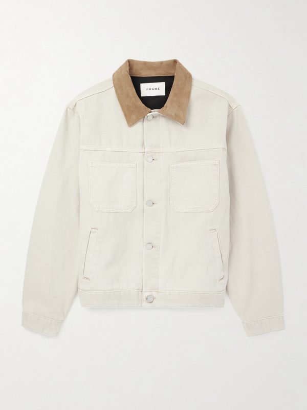 Suede-Trimmed Cotton-Canvas Jacket Suede-Trimmed Cotton-Canvas Jacket