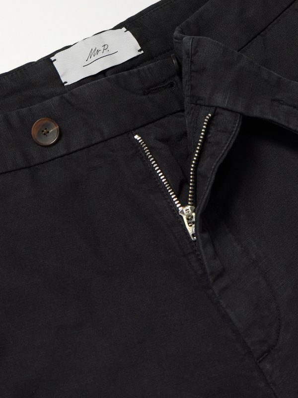 Mike Straight-Leg Organic Cotton and Linen-Blend Twill Trousers - E1