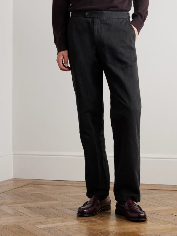 Mike Straight-Leg Organic Cotton and Linen-Blend Twill Trousers - FR