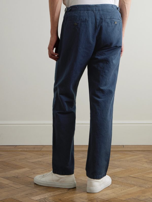 Mike Straight-Leg Organic Cotton and Linen-Blend Twill Trousers - BK Mike Straight-Leg Organic Cotton and Linen-Blend Twill Trousers - BK