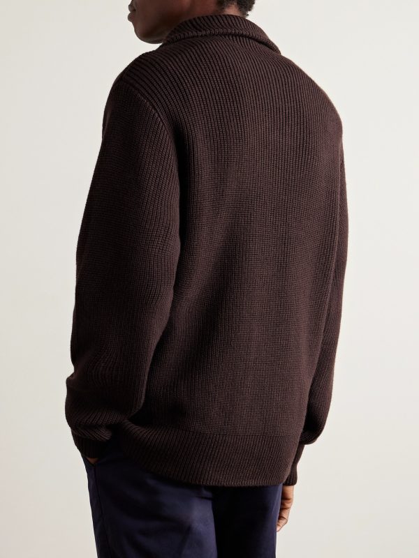 Tarek Ribbed Merino Wool Half-Zip Sweater - BK Tarek Ribbed Merino Wool Half-Zip Sweater - BK