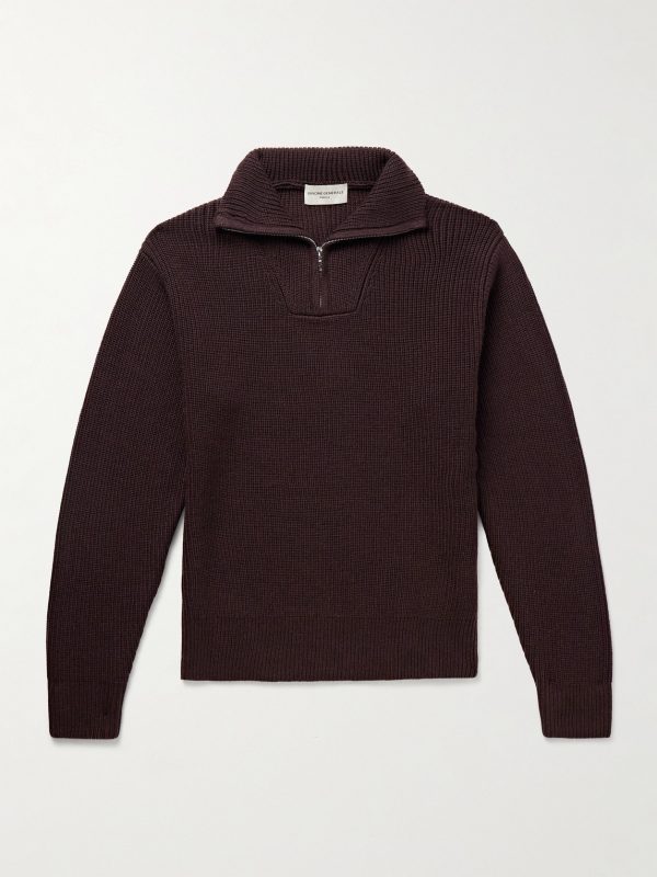 Tarek Ribbed Merino Wool Half-Zip Sweater Tarek Ribbed Merino Wool Half-Zip Sweater