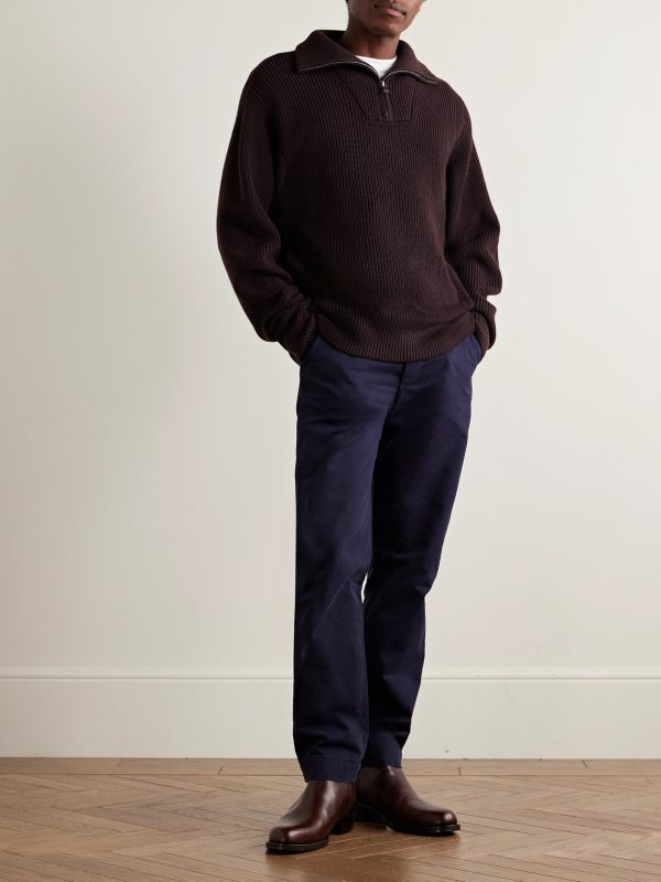 Tarek Ribbed Merino Wool Half-Zip Sweater - OU Tarek Ribbed Merino Wool Half-Zip Sweater - OU