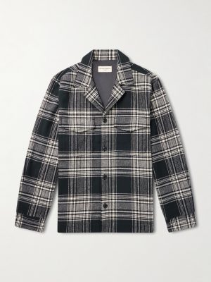Judas Camp-Collar Checked Cotton-Flannel Overshirt