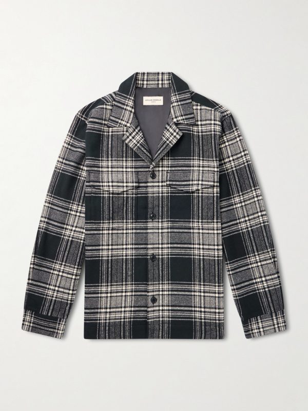 Judas Camp-Collar Checked Cotton-Flannel Overshirt