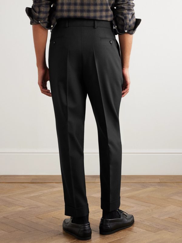 Hugo Tapered Belted Grain de Poudre Wool Suit Trousers - BK Hugo Tapered Belted Grain de Poudre Wool Suit Trousers - BK