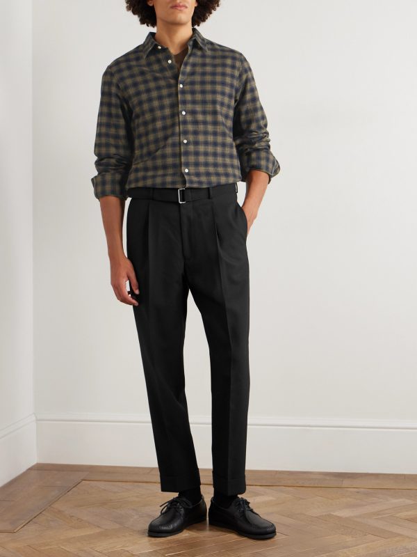Hugo Tapered Belted Grain de Poudre Wool Suit Trousers - OU Hugo Tapered Belted Grain de Poudre Wool Suit Trousers - OU
