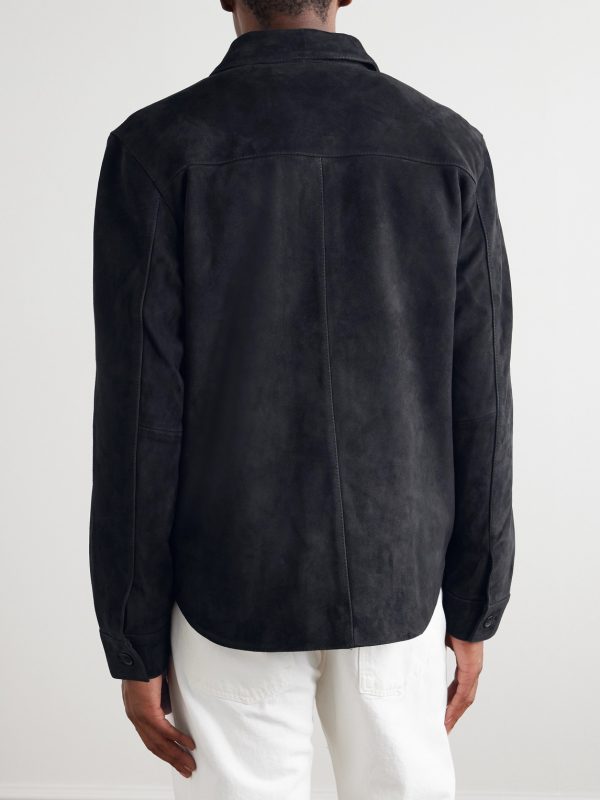 Julien Camp-Collar Suede Overshirt - BK Julien Camp-Collar Suede Overshirt - BK