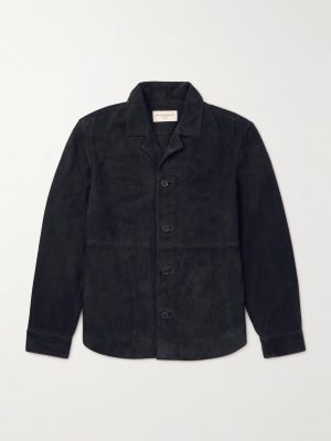 Julien Camp-Collar Suede Overshirt