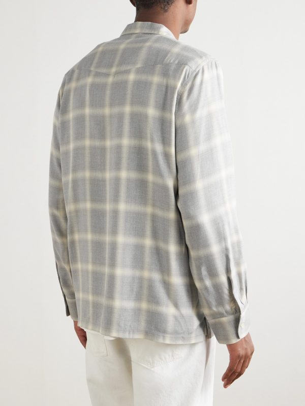 Eren Camp-Collar Checked Ramie Shirt - BK Eren Camp-Collar Checked Ramie Shirt - BK