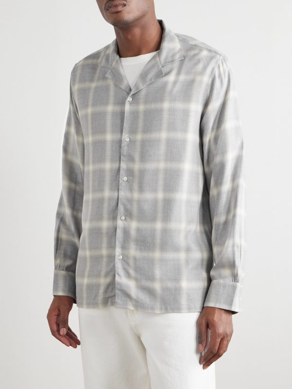 Eren Camp-Collar Checked Ramie Shirt - FR Eren Camp-Collar Checked Ramie Shirt - FR