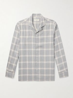 Eren Camp-Collar Checked Ramie Shirt
