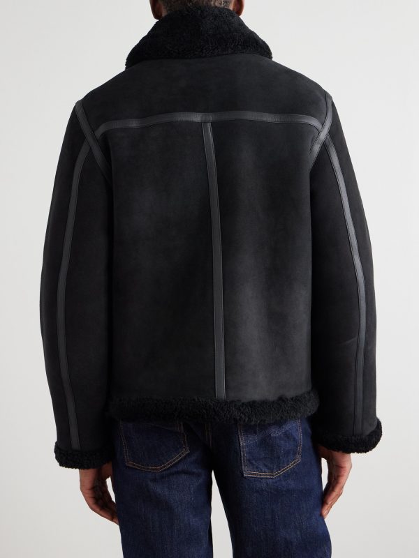 Isaac Leather-Trimmed Shearling Jacket - BK