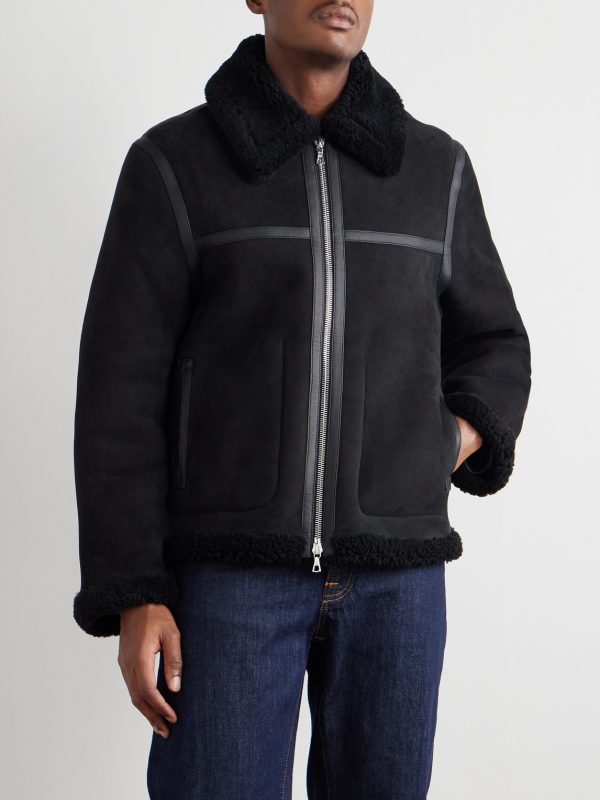 Isaac Leather-Trimmed Shearling Jacket - FR