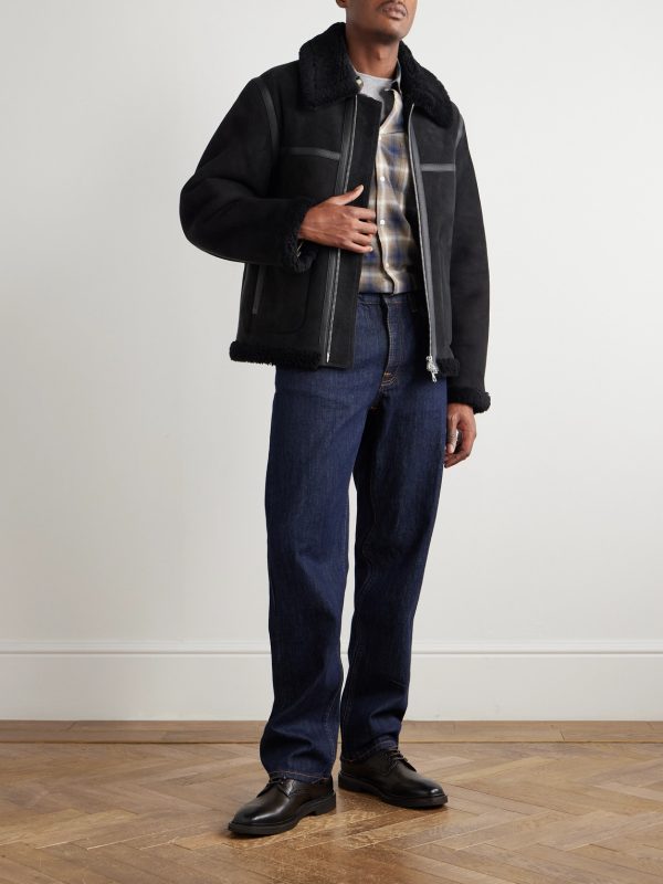 Isaac Leather-Trimmed Shearling Jacket - OU