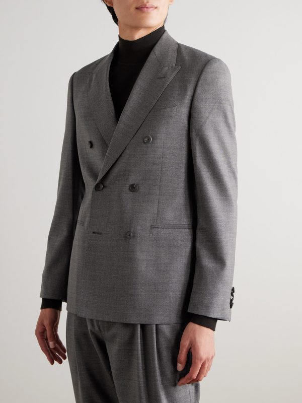 Slim-Fit Double-Breasted Wool Suit Jacket - FR