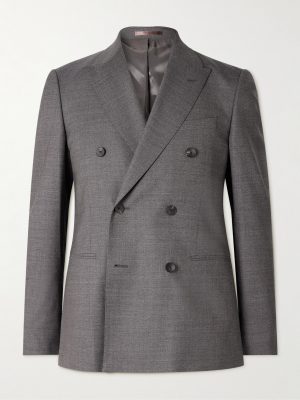 Slim-Fit Double-Breasted Wool Suit Jacket Slim-Fit Double-Breasted Wool Suit Jacket