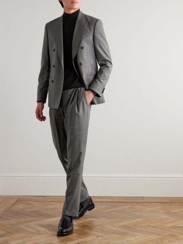 Slim-Fit Double-Breasted Wool Suit Jacket - OU