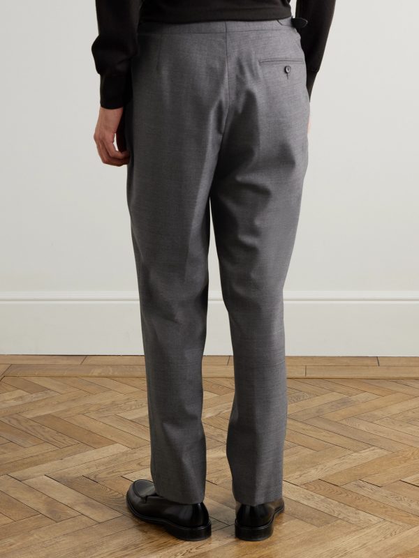 Steve Pleated Wool Tapered Trousers - BK Steve Pleated Wool Tapered Trousers - BK