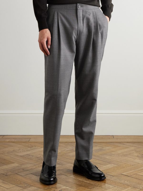 Steve Pleated Wool Tapered Trousers - FR Steve Pleated Wool Tapered Trousers - FR