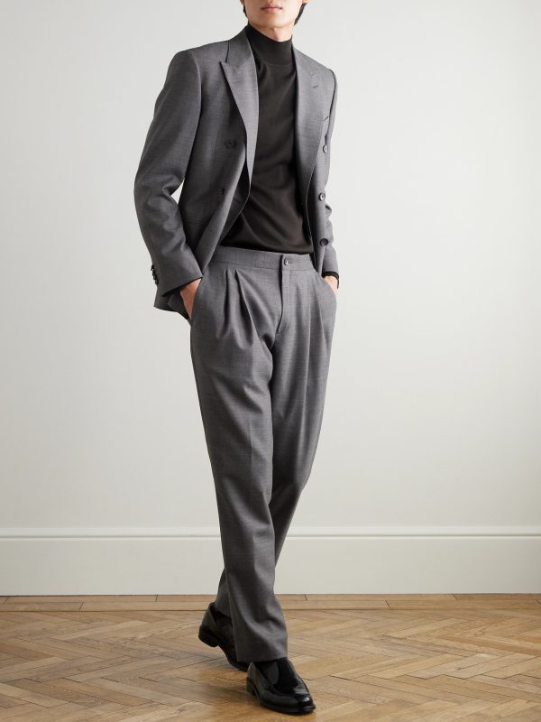 Steve Pleated Wool Tapered Trousers - OU Steve Pleated Wool Tapered Trousers - OU